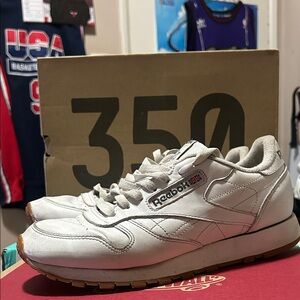 Reebok White Leather Low-Top Sneakers with Gum Outsole